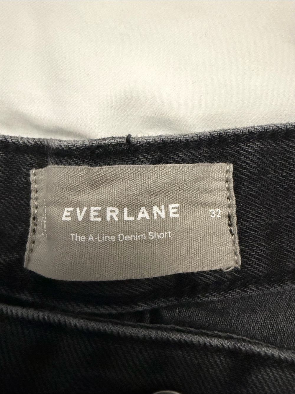 Everlane Black A-Line Denim Shorts with Branded Waist Label